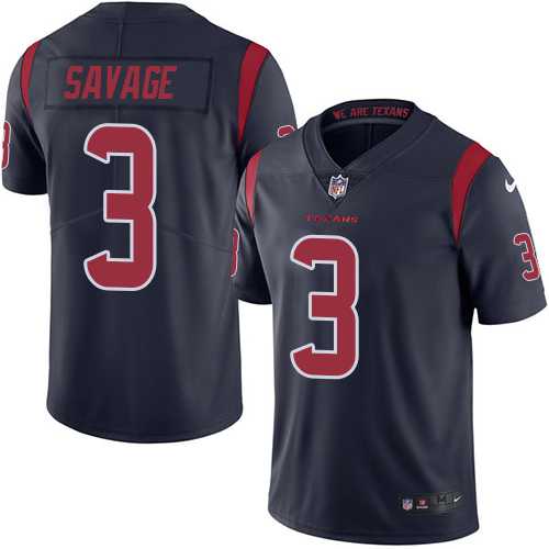 Nike Houston Texans #3 Tom Savage Navy Blue Men's Stitched NFL Limited Rush Jersey