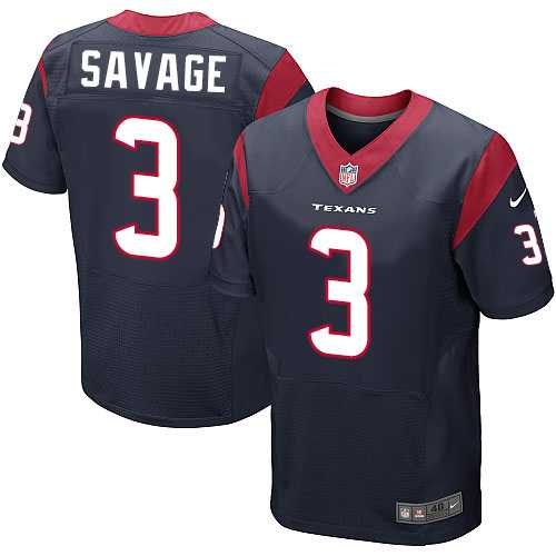 Nike Houston Texans #3 Tom Savage Navy Blue Team Color Men's Stitched NFL Elite Jersey