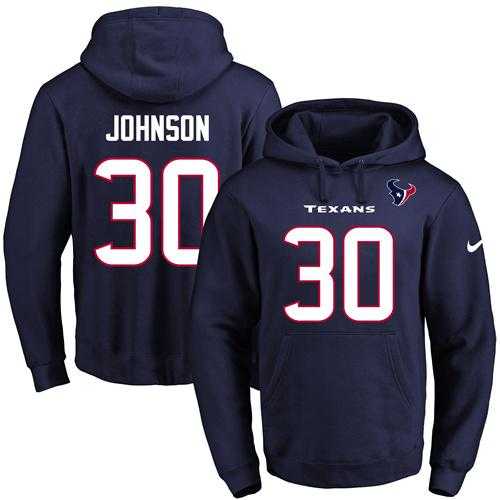 Nike Houston Texans #30 Kevin Johnson Navy Blue Name & Number Pullover NFL Hoodie