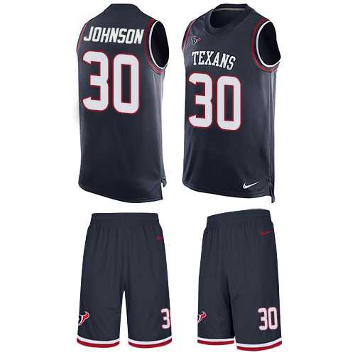 Nike Houston Texans #30 Kevin Johnson Navy Blue Team Color Men's Stitched NFL Limited Tank Top Suit Jersey