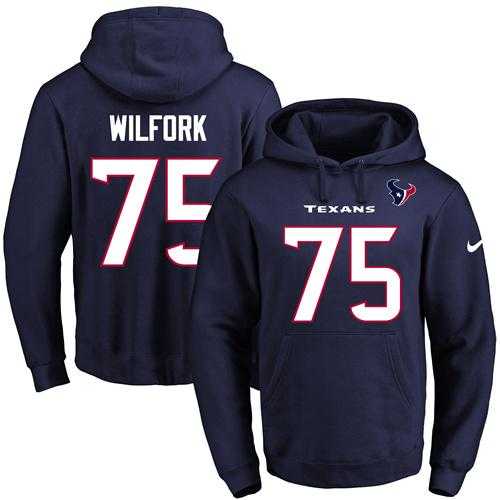 Nike Houston Texans #75 Vince Wilfork Navy Blue Name & Number Pullover NFL Hoodie