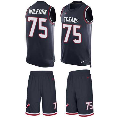 Nike Houston Texans #75 Vince Wilfork Navy Blue Team Color Men's Stitched NFL Limited Tank Top Suit Jersey