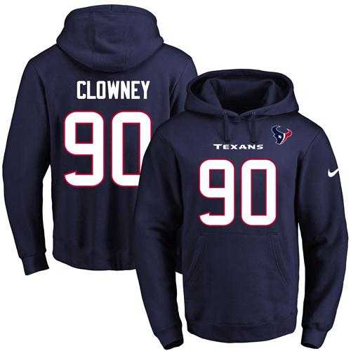 Nike Houston Texans #90 Jadeveon Clowney Navy Blue Name & Number Pullover NFL Hoodie