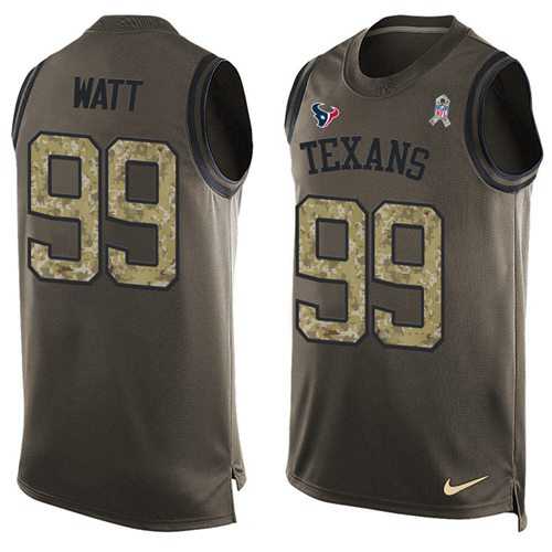 Nike Houston Texans #99 J.J. Watt Green Men's Stitched NFL Limited Salute To Service Tank Top Jersey