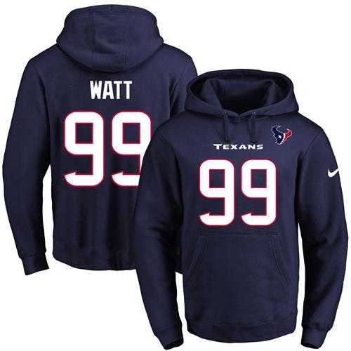 Nike Houston Texans #99 J.J. Watt Navy Blue Name & Number Pullover NFL Hoodie