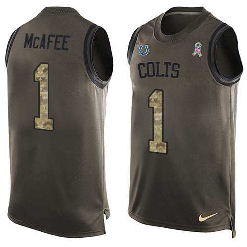 Nike Indianapolis Colts #1 Pat McAfee Green Men's Stitched NFL Limited Salute To Service Tank Top Jersey