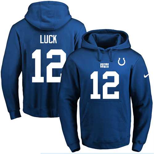 Nike Indianapolis Colts #12 Andrew Luck Royal Blue Name & Number Pullover NFL Hoodie