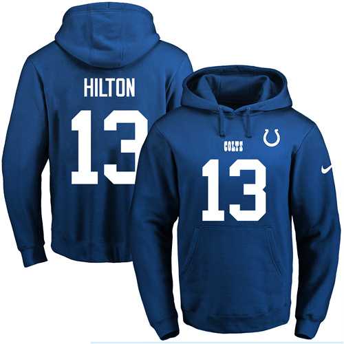 Nike Indianapolis Colts #13 T.Y. Hilton Royal Blue Name & Number Pullover NFL Hoodie