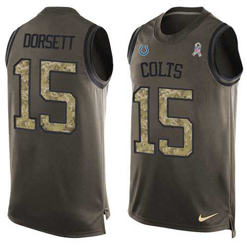 Nike Indianapolis Colts #15 Phillip Dorsett Green Men's Stitched NFL Limited Salute To Service Tank Top Jersey