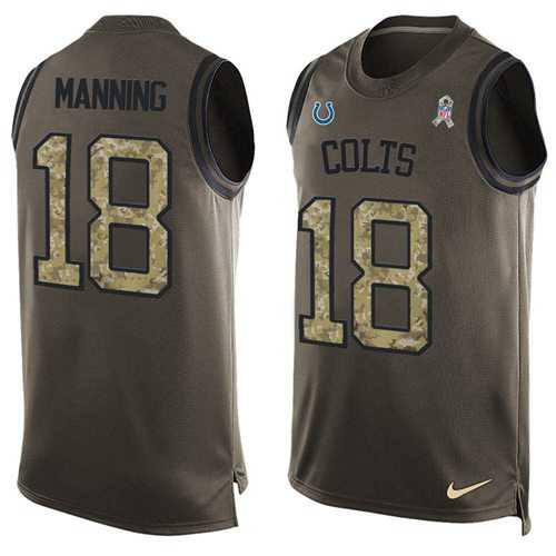 Nike Indianapolis Colts #18 Peyton Manning Green Men's Stitched NFL Limited Salute To Service Tank Top Jersey