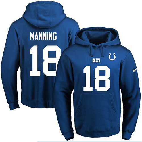 Nike Indianapolis Colts #18 Peyton Manning Royal Blue Name & Number Pullover NFL Hoodie