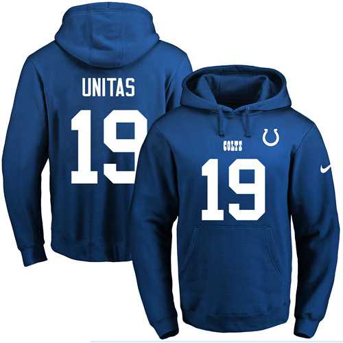 Nike Indianapolis Colts #19 Johnny Unitas Royal Blue Name & Number Pullover NFL Hoodie