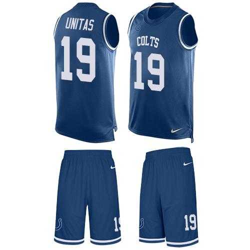 Nike Indianapolis Colts #19 Johnny Unitas Royal Blue Team Color Men's Stitched NFL Limited Tank Top Suit Jersey