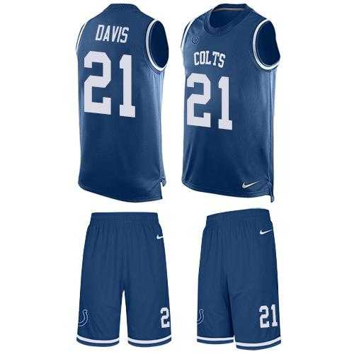 Nike Indianapolis Colts #21 Vontae Davis Royal Blue Team Color Men's Stitched NFL Limited Tank Top Suit Jersey