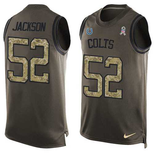 Nike Indianapolis Colts #52 D'Qwell Jackson Green Men's Stitched NFL Limited Salute To Service Tank Top Jersey