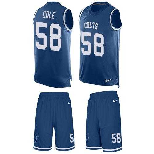 Nike Indianapolis Colts #58 Trent Cole Royal Blue Team Color Men's Stitched NFL Limited Tank Top Suit Jersey