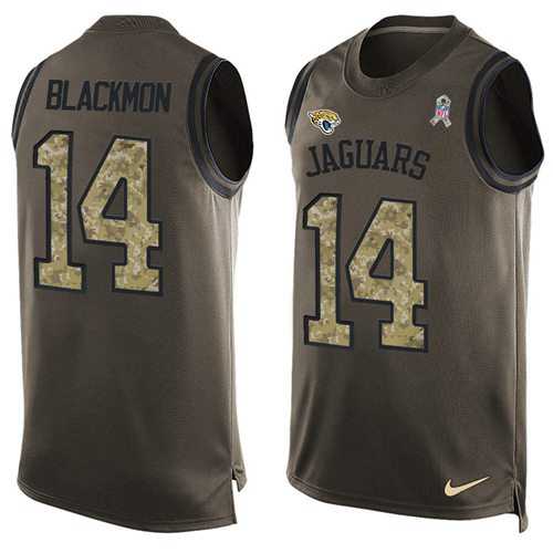 Nike Jacksonville Jaguars #14 Justin Blackmon Green Men's Stitched NFL Limited Salute To Service Tank Top Jersey