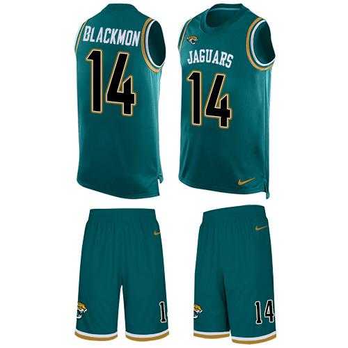 Nike Jacksonville Jaguars #14 Justin Blackmon Teal Green Team Color Men's Stitched NFL Limited Tank Top Suit Jersey
