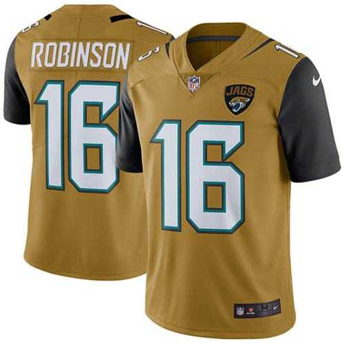 Nike Jacksonville Jaguars #16 Denard Robinson Gold Men's Stitched NFL Limited Rush Jersey