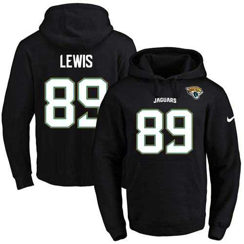 Nike Jacksonville Jaguars #89 Marcedes Lewis Black Name & Number Pullover NFL Hoodie
