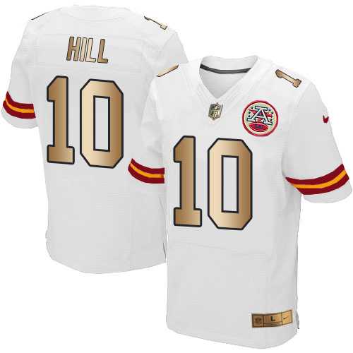 Nike Kansas City Chiefs #10 Tyreek Hill Red Team Color Men's Stitched NFL Elite Gold Jersey
