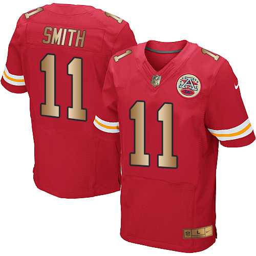 Nike Kansas City Chiefs #11 Alex Smith Red Team Color Men's Stitched NFL Elite Gold Jersey