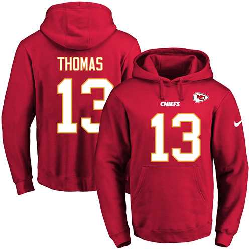 Nike Kansas City Chiefs #13 De'Anthony Thomas Red Name & Number Pullover NFL Hoodie