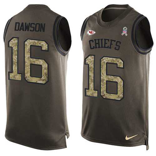 Nike Kansas City Chiefs #16 Len Dawson Green Men's Stitched NFL Limited Salute To Service Tank Top Jersey