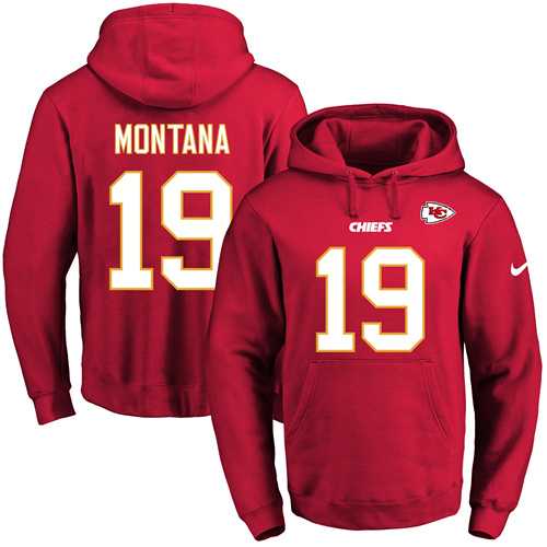 Nike Kansas City Chiefs #19 Joe Montana Red Name & Number Pullover NFL Hoodie