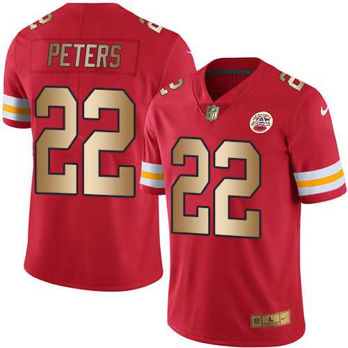 Nike Kansas City Chiefs #22 Marcus Peters Red Men's Stitched NFL Limited Gold Rush Jersey