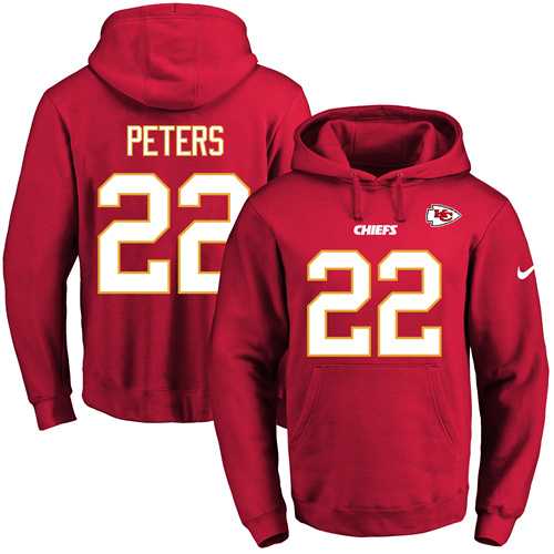 Nike Kansas City Chiefs #22 Marcus Peters Red Name & Number Pullover NFL Hoodie