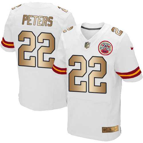Nike Kansas City Chiefs #22 Marcus Peters White Men's Stitched NFL Elite Gold Jersey