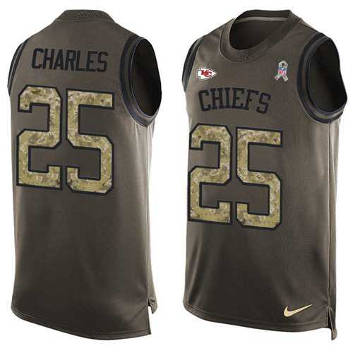 Nike Kansas City Chiefs #25 Jamaal Charles Green Men's Stitched NFL Limited Salute To Service Tank Top Jersey