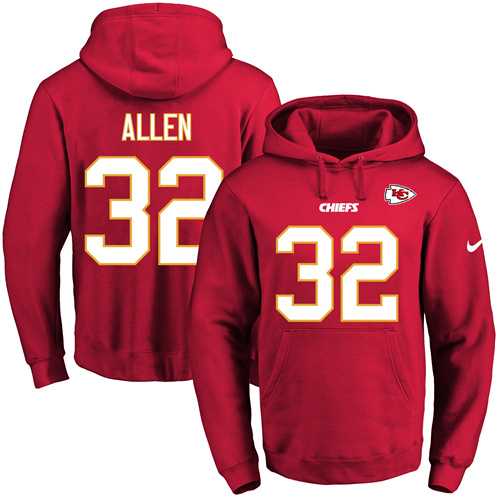 Nike Kansas City Chiefs #32 Marcus Allen Red Name & Number Pullover NFL Hoodie