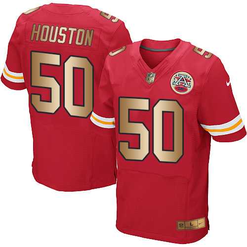 Nike Kansas City Chiefs #50 Justin Houston Red Team Color Men's Stitched NFL Elite Gold Jersey