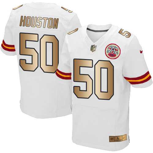 Nike Kansas City Chiefs #50 Justin Houston White Men's Stitched NFL Elite Gold Jersey