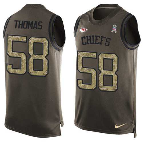 Nike Kansas City Chiefs #58 Derrick Thomas Green Men's Stitched NFL Limited Salute To Service Tank Top Jersey