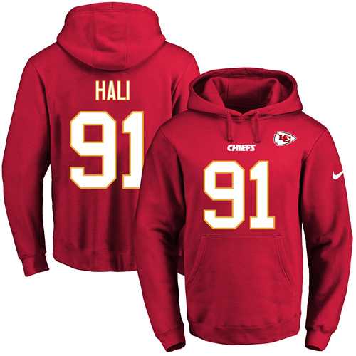 Nike Kansas City Chiefs #91 Tamba Hali Red Name & Number Pullover NFL Hoodie