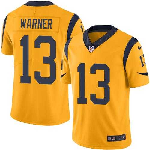 Nike Los Angeles Rams #13 Kurt Warner Gold Men's Stitched NFL Limited Rush Jersey