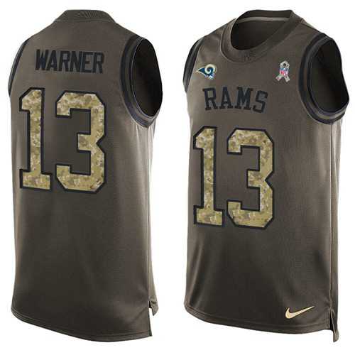 Nike Los Angeles Rams #13 Kurt Warner Green Men's Stitched NFL Limited Salute To Service Tank Top Jersey