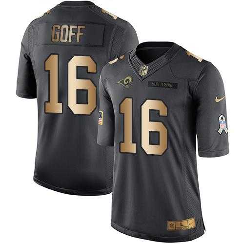 Nike Los Angeles Rams #16 Jared Goff Anthracite Men's Stitched NFL Limited Gold Salute To Service Jersey