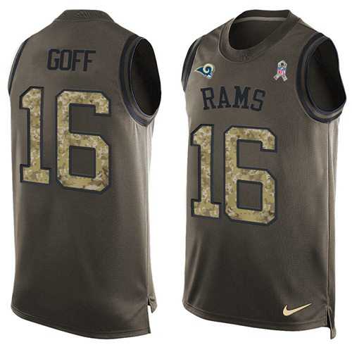 Nike Los Angeles Rams #16 Jared Goff Green Men's Stitched NFL Limited Salute To Service Tank Top Jersey
