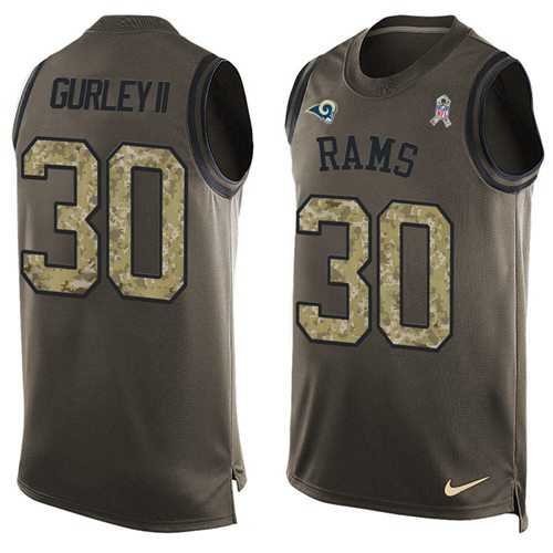 Nike Los Angeles Rams #30 Todd Gurley II Green Men's Stitched NFL Limited Salute To Service Tank Top Jersey