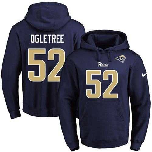 Nike Los Angeles Rams #52 Alec Ogletree Navy Blue Name & Number Pullover NFL Hoodie