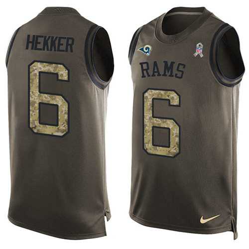 Nike Los Angeles Rams #6 Johnny Hekker Green Men's Stitched NFL Limited Salute To Service Tank Top Jersey