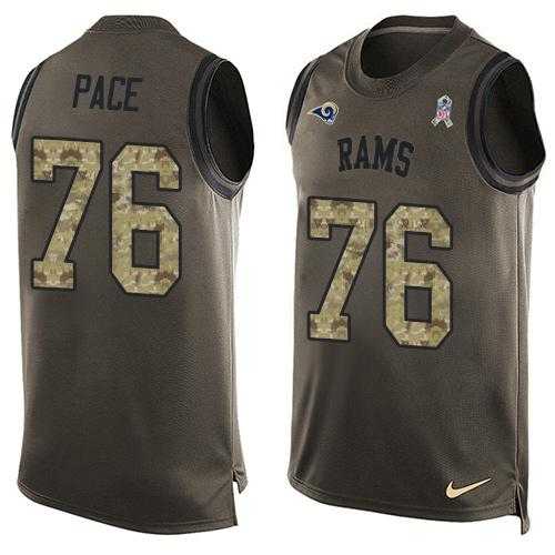 Nike Los Angeles Rams #76 Orlando Pace Green Men's Stitched NFL Limited Salute To Service Tank Top Jersey