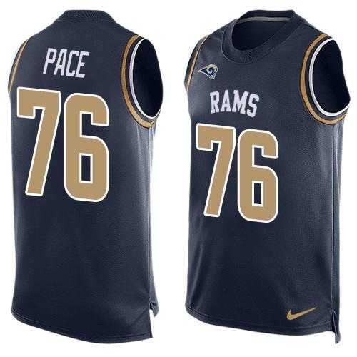 Nike Los Angeles Rams #76 Orlando Pace Navy Blue Team Color Men's Stitched NFL Limited Tank Top Jersey