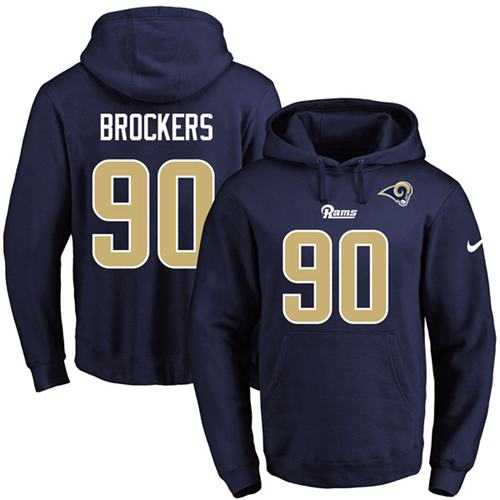 Nike Los Angeles Rams #90 Michael Brockers Navy Blue Name & Number Pullover NFL Hoodie
