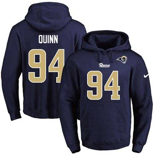 Nike Los Angeles Rams #94 Robert Quinn Navy Blue Name & Number Pullover NFL Hoodie