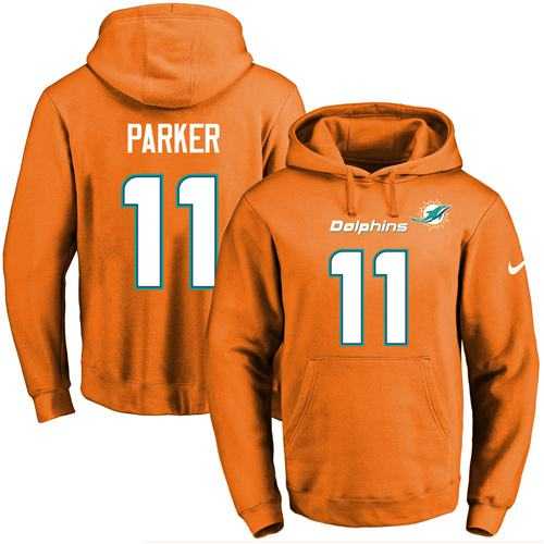 Nike Miami Dolphins #11 DeVante Parker Orange Name & Number Pullover NFL Hoodie